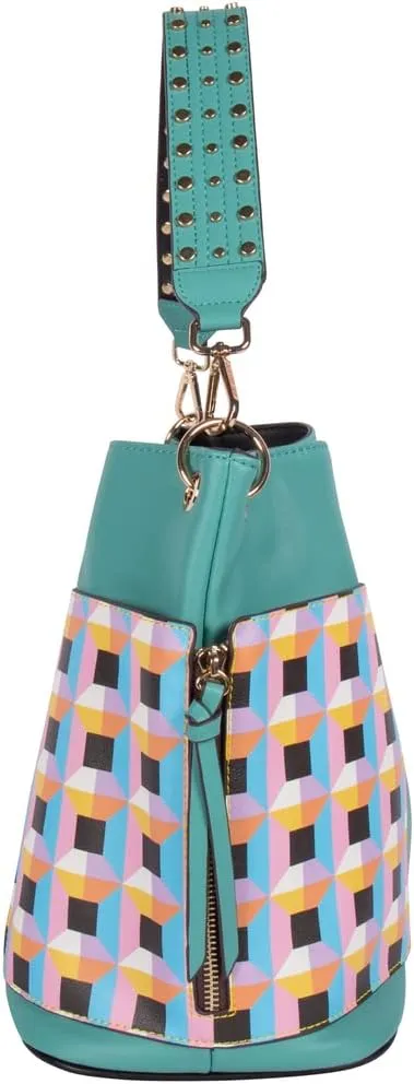 NICOLE LEE Quihn 3 Piece Set, Shoulder Handbag, Zip Pouch Crossbody, Detachable Heart Coin Purse