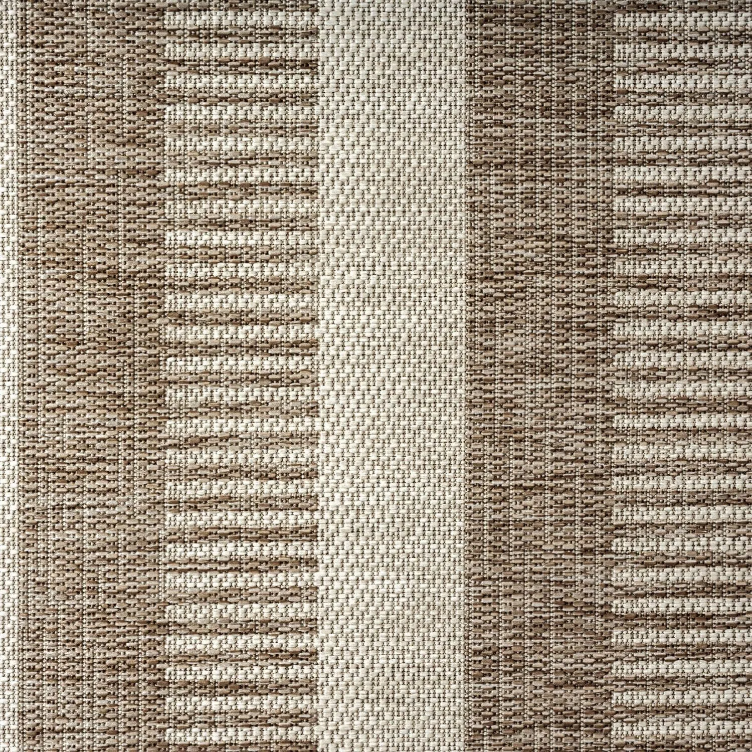 Nicole Miller New York Patio Country Charlotte Modern Stripe Indoor/Outdoor Area Rug, Taupe/Ivory, 7'9"x10'2"