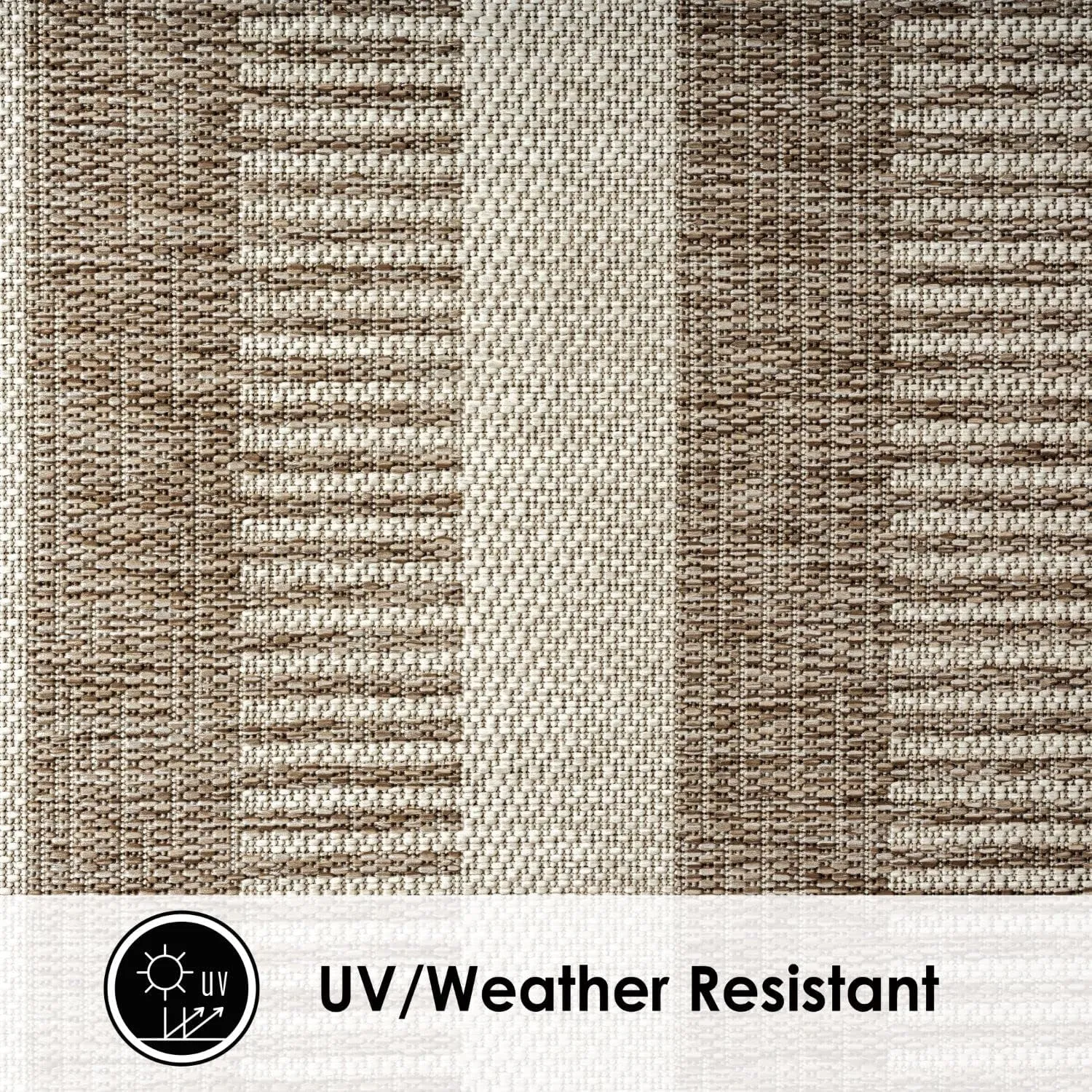 Nicole Miller New York Patio Country Charlotte Modern Stripe Indoor/Outdoor Area Rug, Taupe/Ivory, 7'9"x10'2"