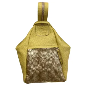 Niovi small. Yellow and gold leather backpack