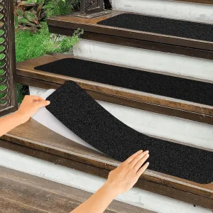 Non Slip Outdoor Stair Treads,6"x30"(8-Pack),Black Pre-Cut 80 Grit Anti Slip Grip Tape,Non Skid Heavy Duty Traction Adhesive Step Stripes for Staircase,Skateborad and Deck.
