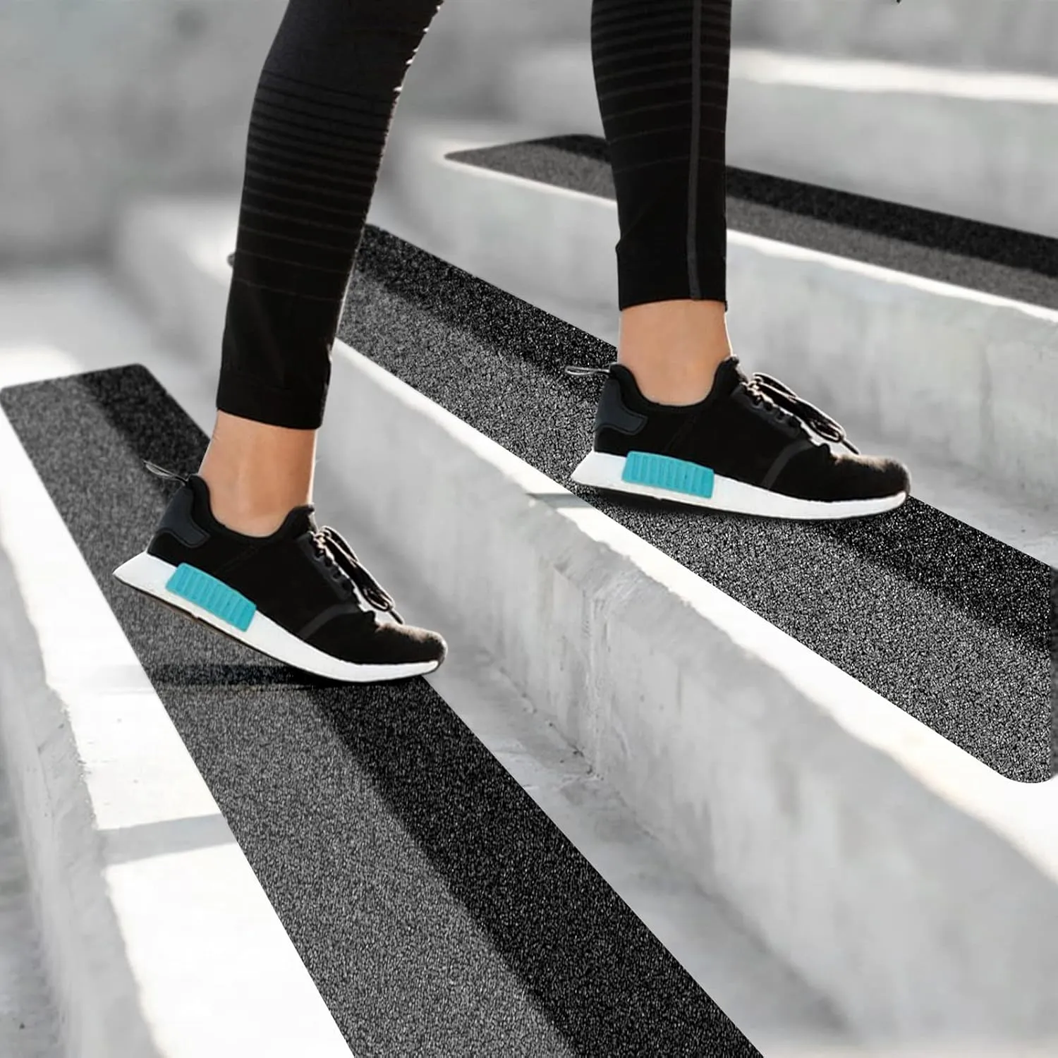 Non Slip Outdoor Stair Treads,6"x30"(8-Pack),Black Pre-Cut 80 Grit Anti Slip Grip Tape,Non Skid Heavy Duty Traction Adhesive Step Stripes for Staircase,Skateborad and Deck.