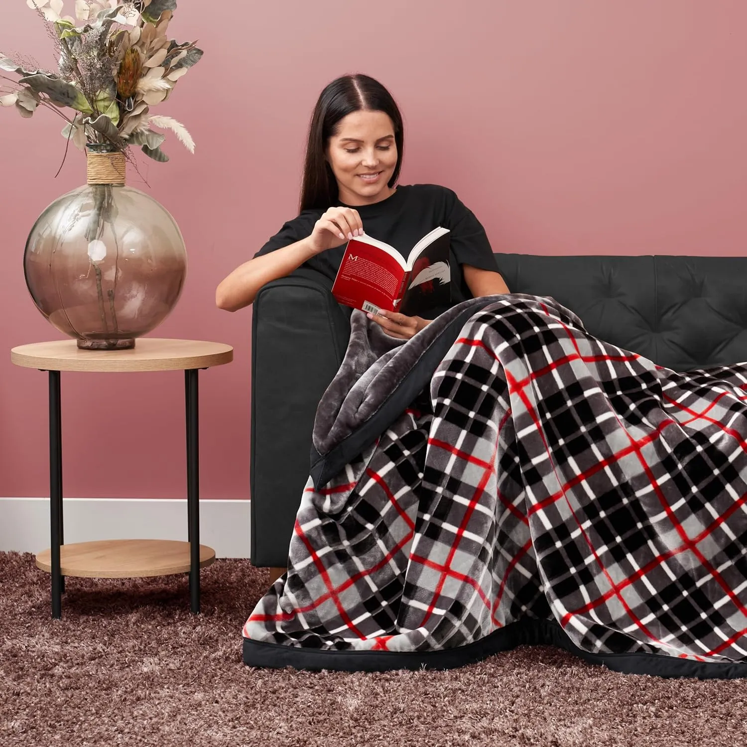 Northwest Ashford Home Cozy Ultimate Plush Throw Blanket, Balmoral Plaid Queen Size 90 x 90 inches