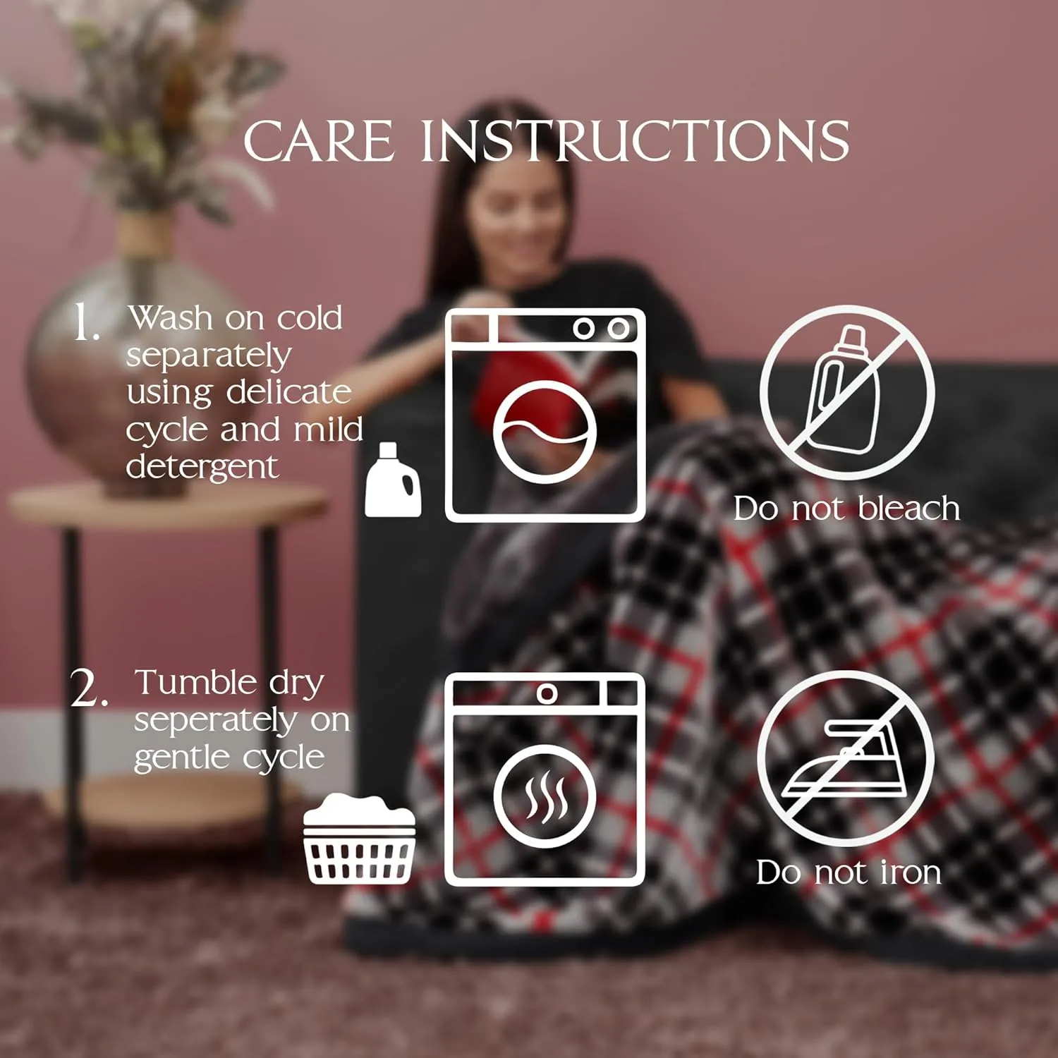 Northwest Ashford Home Cozy Ultimate Plush Throw Blanket, Balmoral Plaid Queen Size 90 x 90 inches