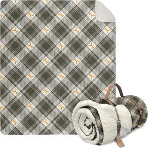 Northwest Yellowstone Silk Touch Sherpa Throw Blanket with Storage Strap Handle, 60" x 70", Dutton Plaid