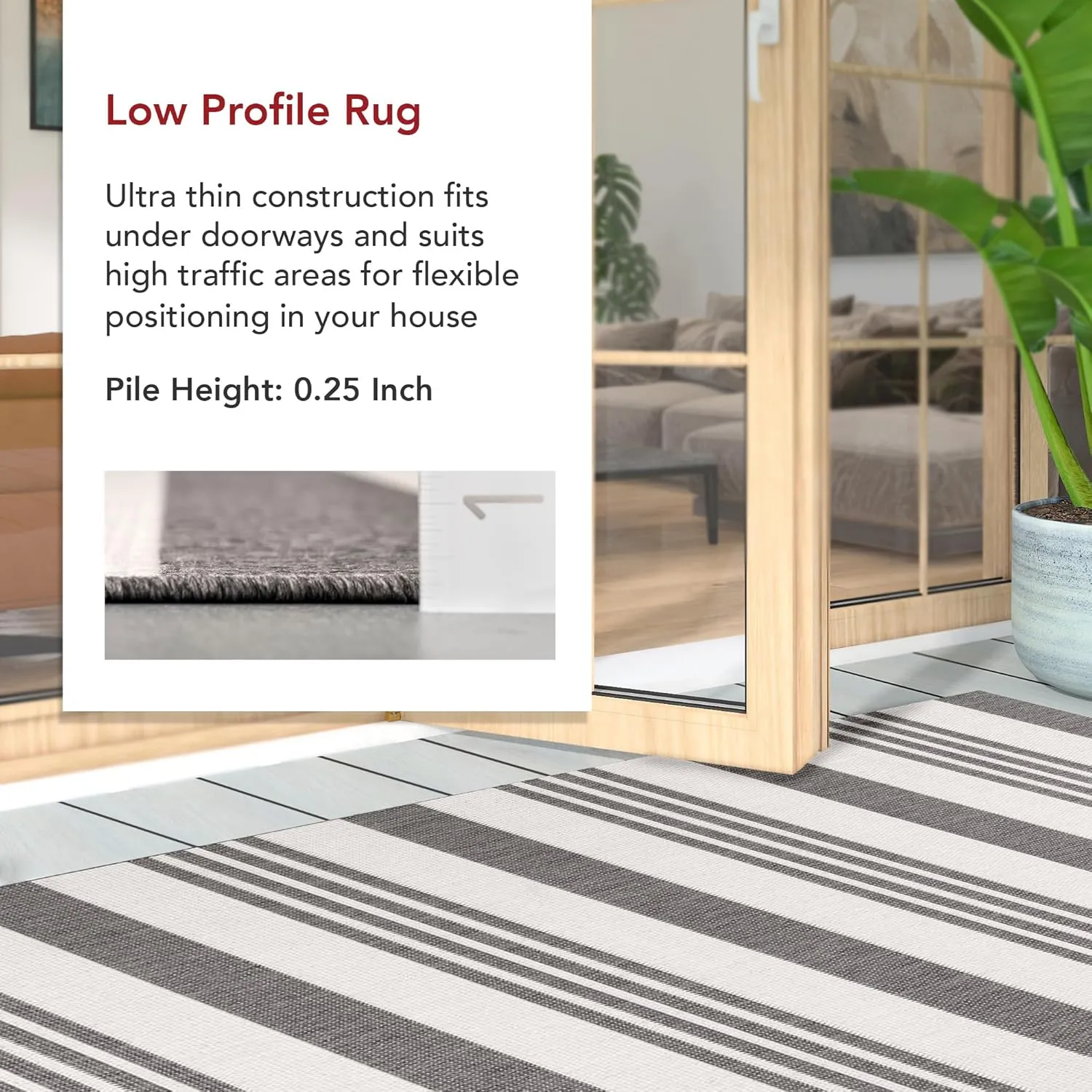 nuLOOM 2' x 8' Outdoor Performance Area Rug, OEKO-TEX Certified, Weather Resistant, High Traffic, Patio, Balcony, Outside, Robin Grey/Beige