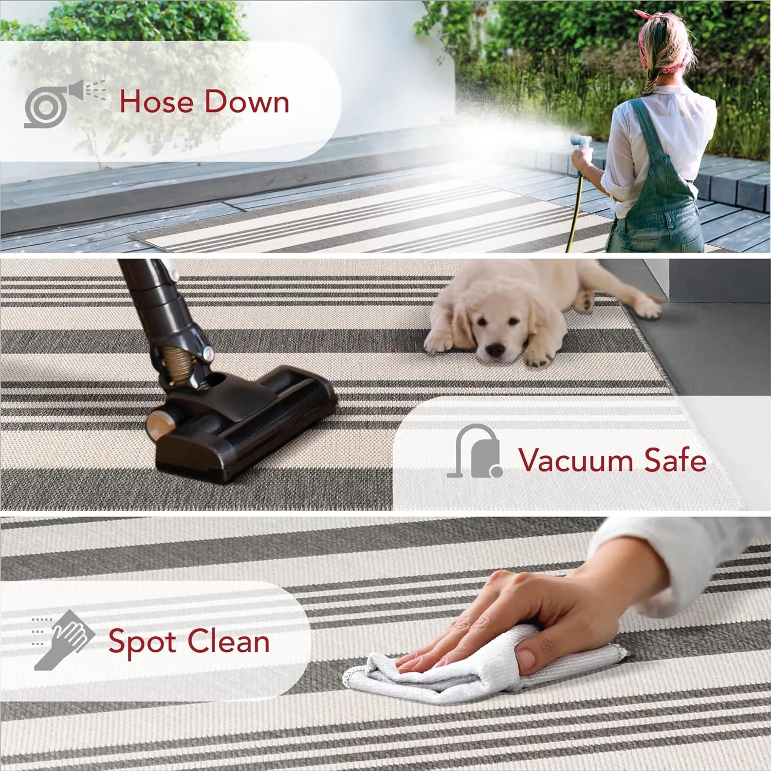 nuLOOM 2' x 8' Outdoor Performance Area Rug, OEKO-TEX Certified, Weather Resistant, High Traffic, Patio, Balcony, Outside, Robin Grey/Beige