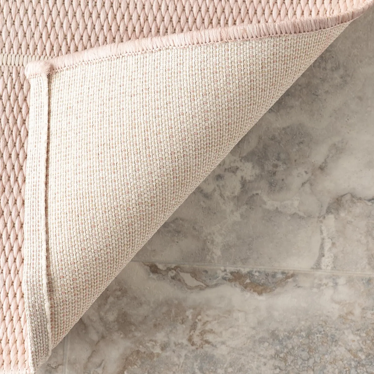 nuLOOM 4' x 6' Outdoor Performance Area Rug, Oeko-TEX Certified, Weather Resistant, High Traffic, Patio, Balcony, Outside, Alaina Light Pink
