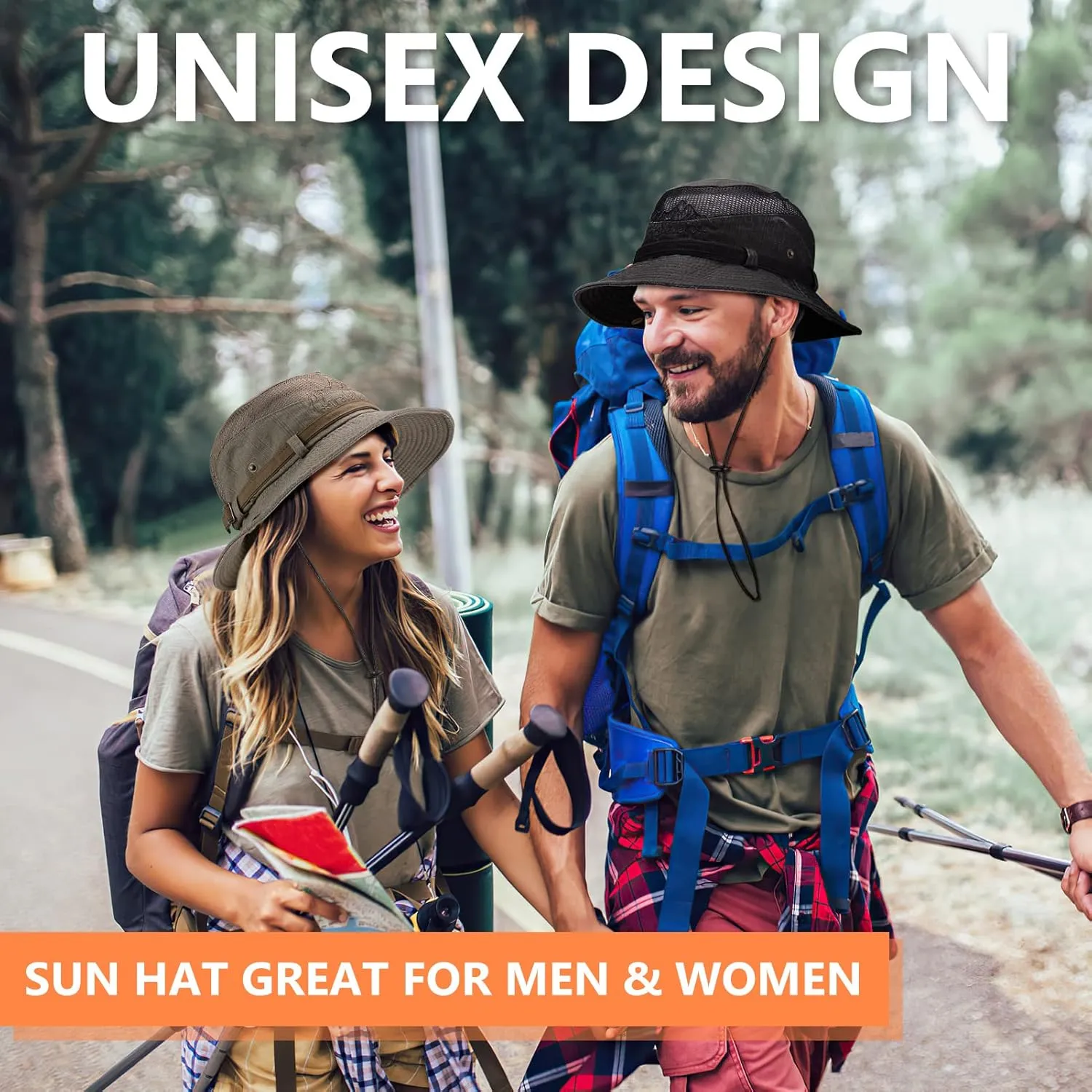 Obling Sun Hat for Men Women, Fishing Hat UPF 50 Wide Brim Bucket Hat Safari Boonie Hat
