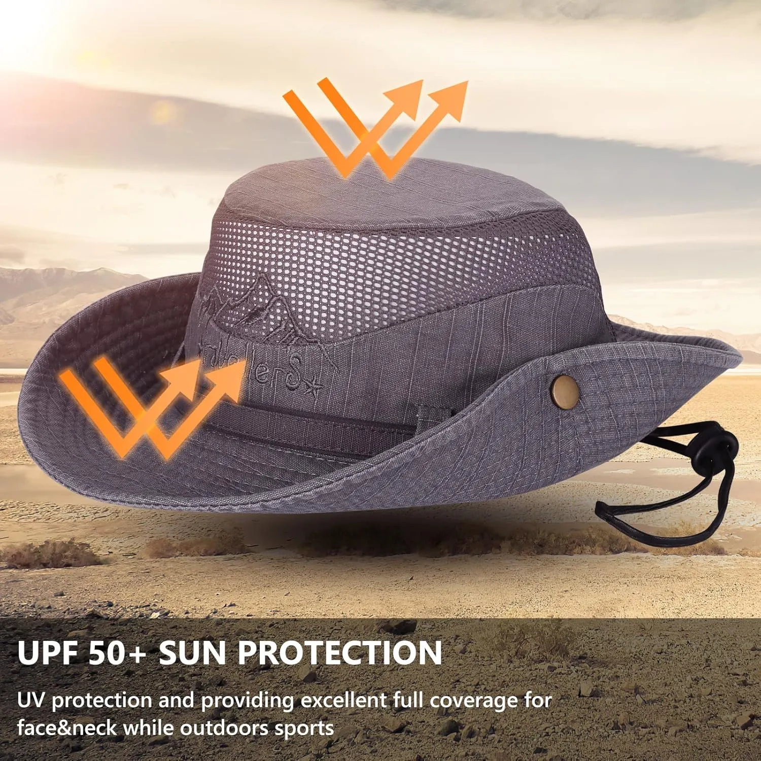 Obling Sun Hat for Men Women, Fishing Hat UPF 50 Wide Brim Bucket Hat Safari Boonie Hat