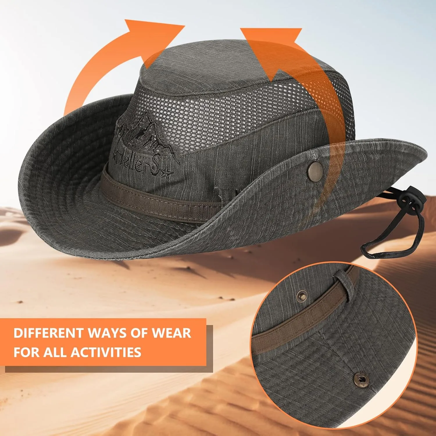 Obling Sun Hat for Men Women, Fishing Hat UPF 50 Wide Brim Bucket Hat Safari Boonie Hat