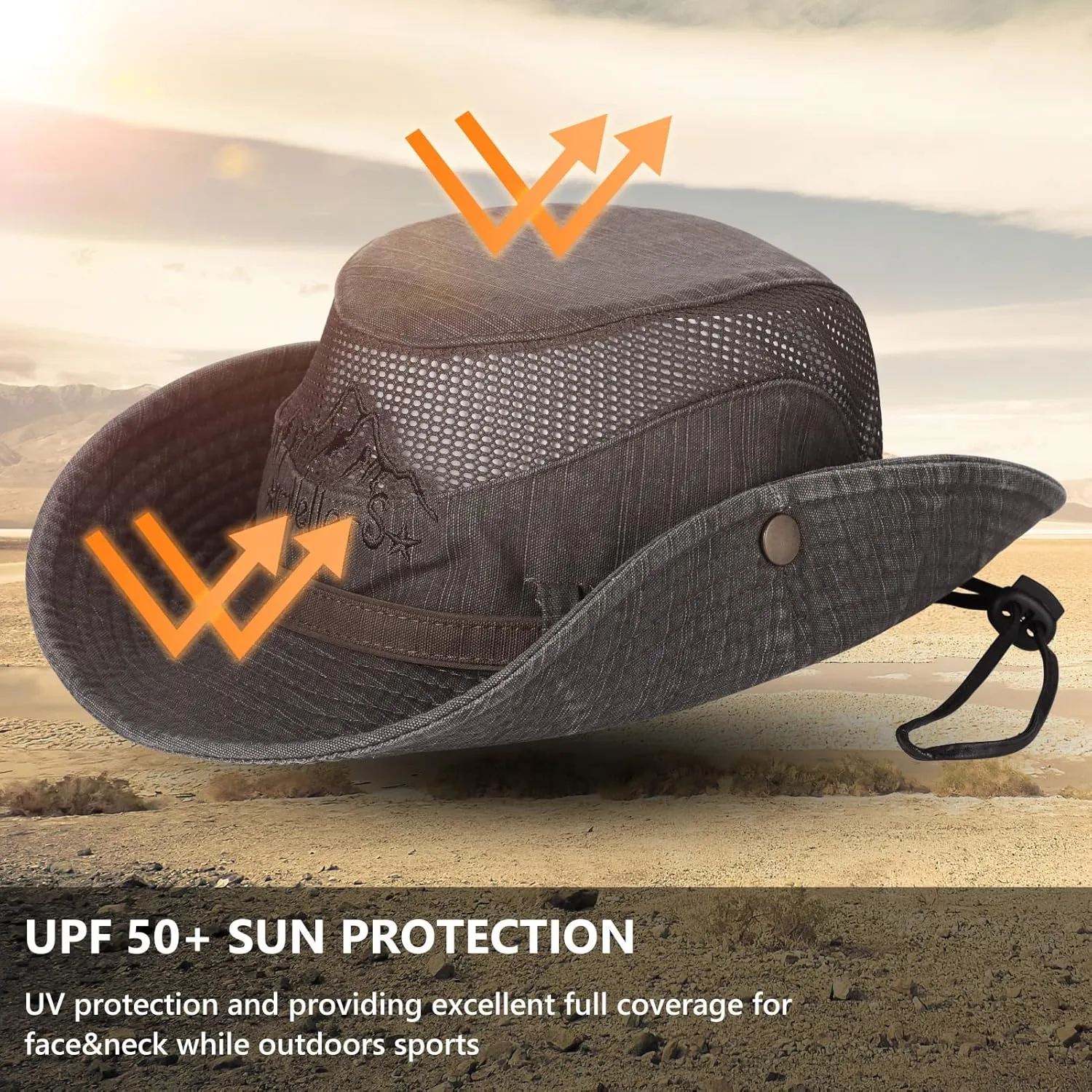 Obling Sun Hat for Men Women, Fishing Hat UPF 50 Wide Brim Bucket Hat Safari Boonie Hat
