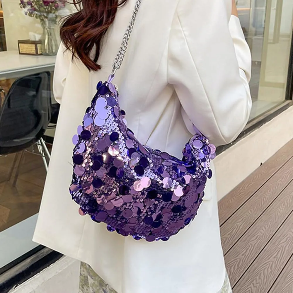 Octwine Women Shinny Evening Bag Bucket Purse Handbag Sequin Shoulder Bags Crossbody Bag Party Prom Crossbody Bag