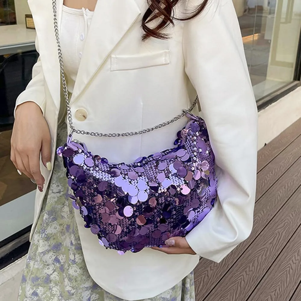 Octwine Women Shinny Evening Bag Bucket Purse Handbag Sequin Shoulder Bags Crossbody Bag Party Prom Crossbody Bag