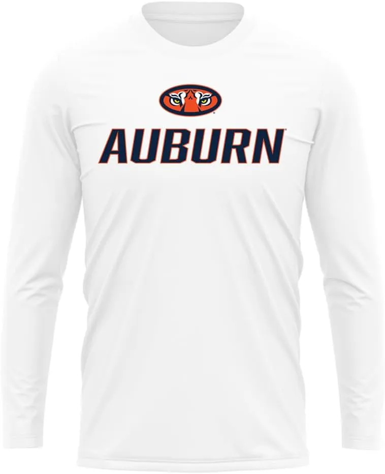 Official NCAA Collegiate Men's Sport Active Long Sleeve Shirt Italic Name White Collection