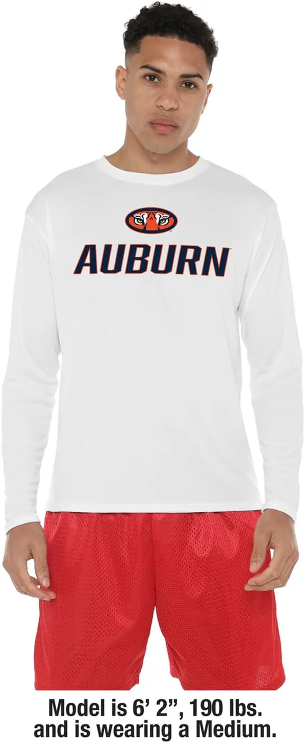 Official NCAA Collegiate Men's Sport Active Long Sleeve Shirt Italic Name White Collection
