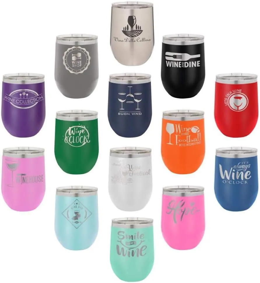 OH FOR FOX SAKE Gray 12 oz Stemless Wine Glass With Lid | Custom Engraved With Funny Quotes and Sayings | Stainless Steel Wine Tumbler | OnlyGifts.com