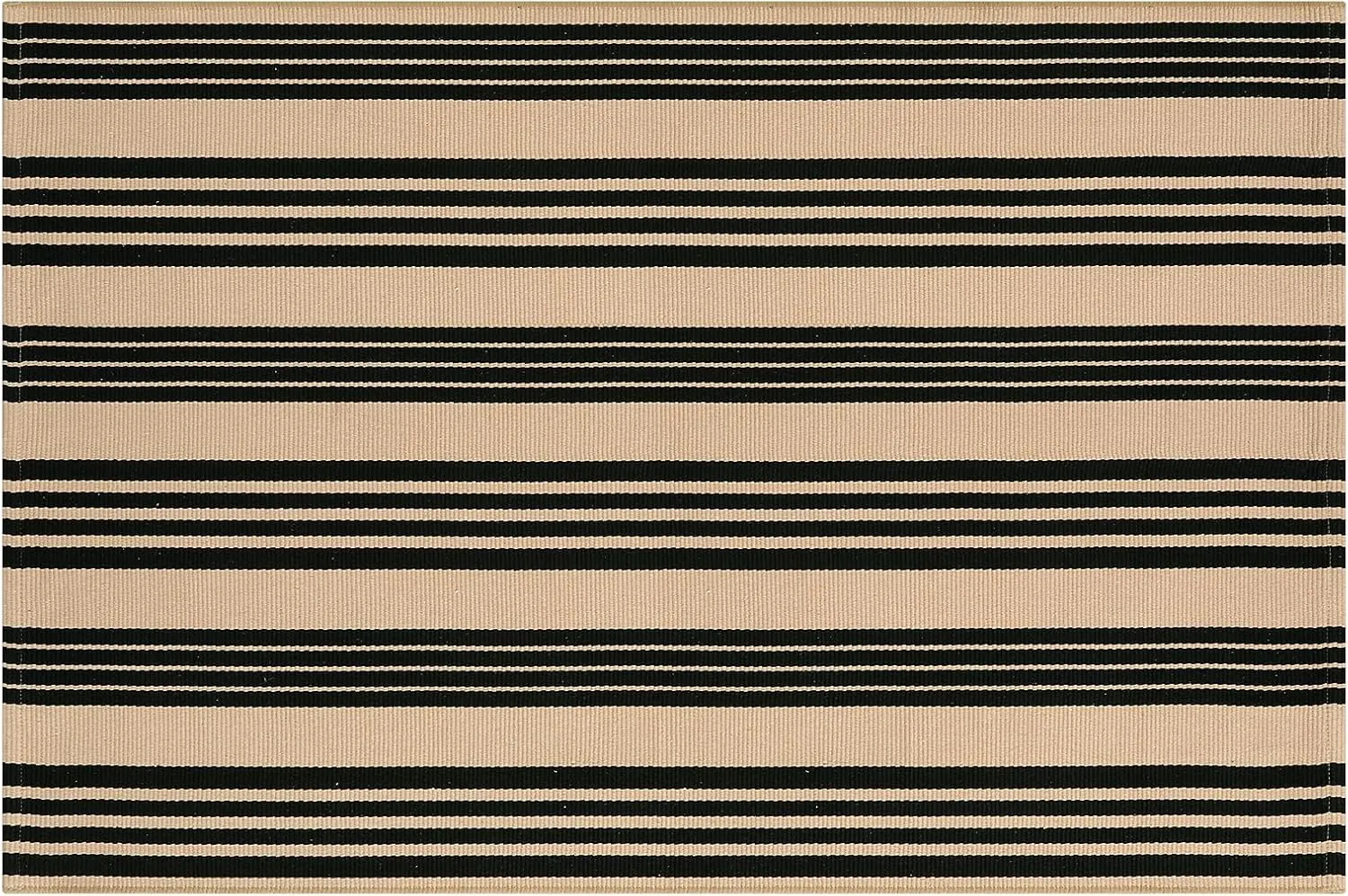 OJIA Outdoor Area Rugs 4'x6', Black and Tan Outdoor Rug Machine Washable Patio Rugs Cotton Hand Woven Entryway Rug Indoor Rugs for Bedroom/Porch/Deck/Backyard/Camping/Living Room