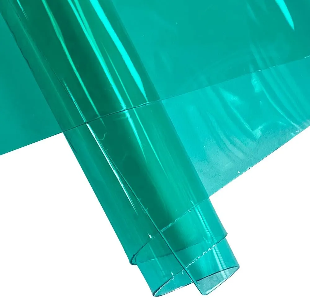 ONEART | 30 Gauge Leather Vinyl, Solid Color See-Through Waterproof Jelly Faux Leather for Women DIY Handbags Tote, 12" x 48" (Aquamarine)