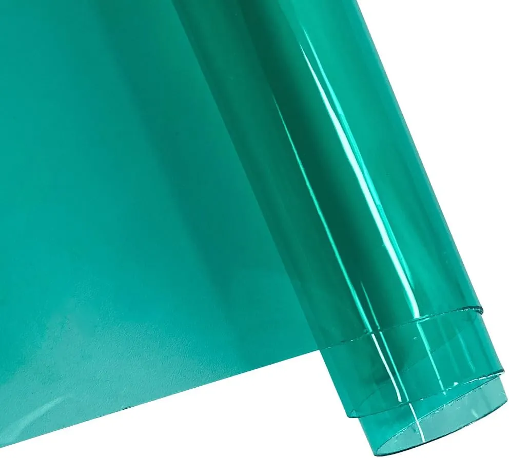 ONEART | 30 Gauge Leather Vinyl, Solid Color See-Through Waterproof Jelly Faux Leather for Women DIY Handbags Tote, 12" x 48" (Aquamarine)