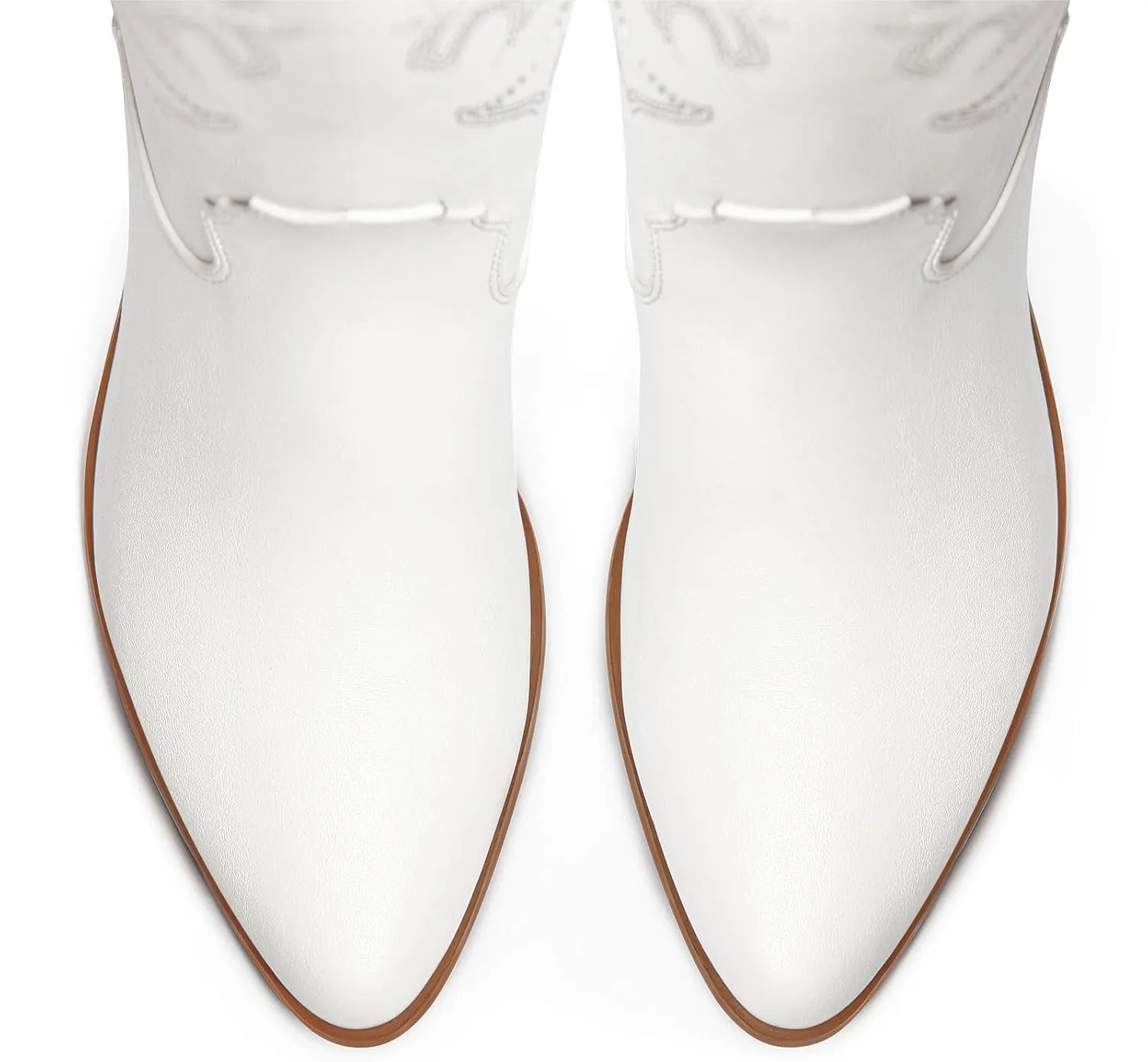 Ouepiano Cowboy Boots for Women Knee High Cowgirl Boots Embroidered Chunky Heels Pointed Toe Long Tall Western Boot Pull On