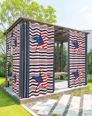 Outdoor Curtains for Patio Waterproof, 4th of July Outdoor Privacy Panels Grommet, Independence Day American Flag Star Striped Blackout Outside Curtains for Porch/Cabana 54"x108", 2 Panels