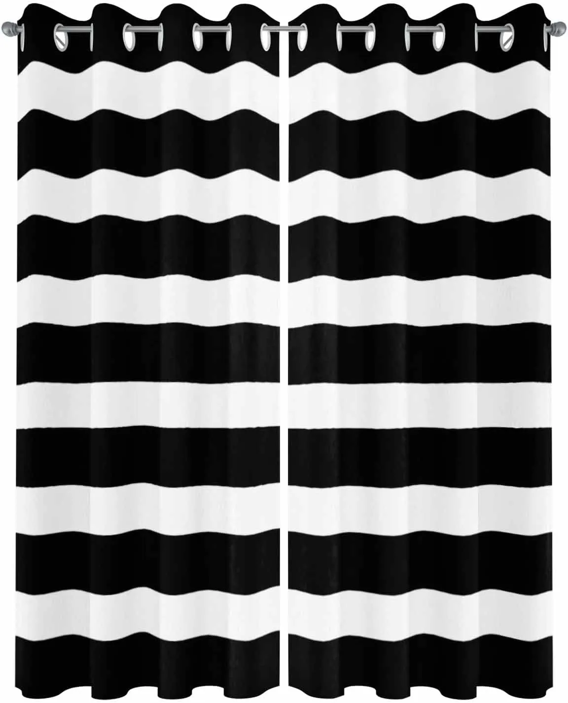 Outdoor Curtains for Patio Waterproof, Black Striped Outdoor Privacy Panels Grommet, Modern Farmhouse Stripe Blackout Outside Curtains for Porch/Cabana/Pergola/Gazebo 54"x84", 2 Panels