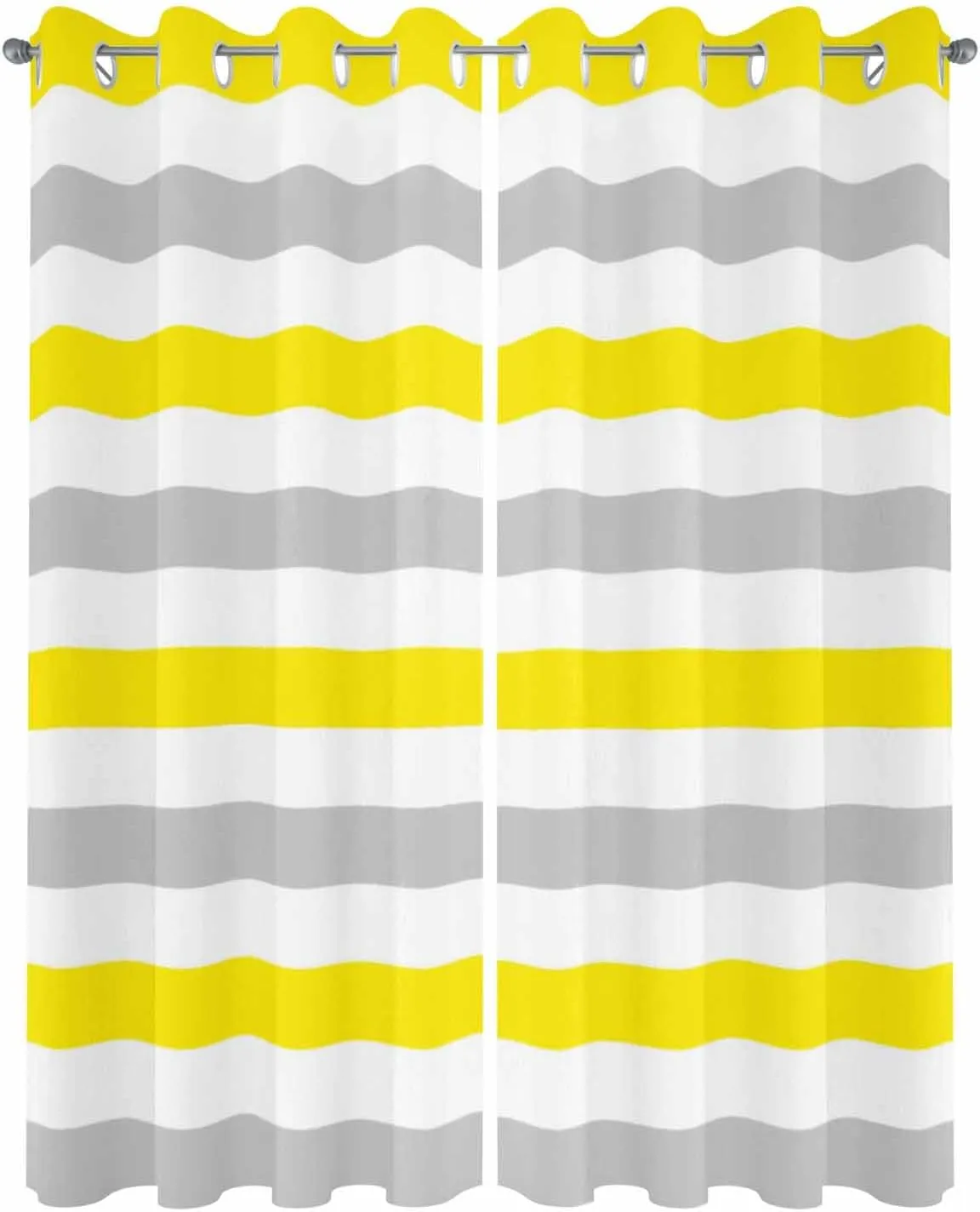 Outdoor Curtains for Patio Waterproof, Yellow Grey Striped Outdoor Privacy Panels Grommet, Farmhouse Stripe Modern Blackout Outside Curtains for Porch/Cabana/Pergola/Gazebo 54"x108", 2 Panels