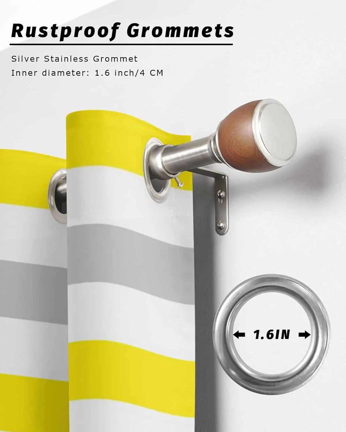 Outdoor Curtains for Patio Waterproof, Yellow Grey Striped Outdoor Privacy Panels Grommet, Farmhouse Stripe Modern Blackout Outside Curtains for Porch/Cabana/Pergola/Gazebo 54"x108", 2 Panels