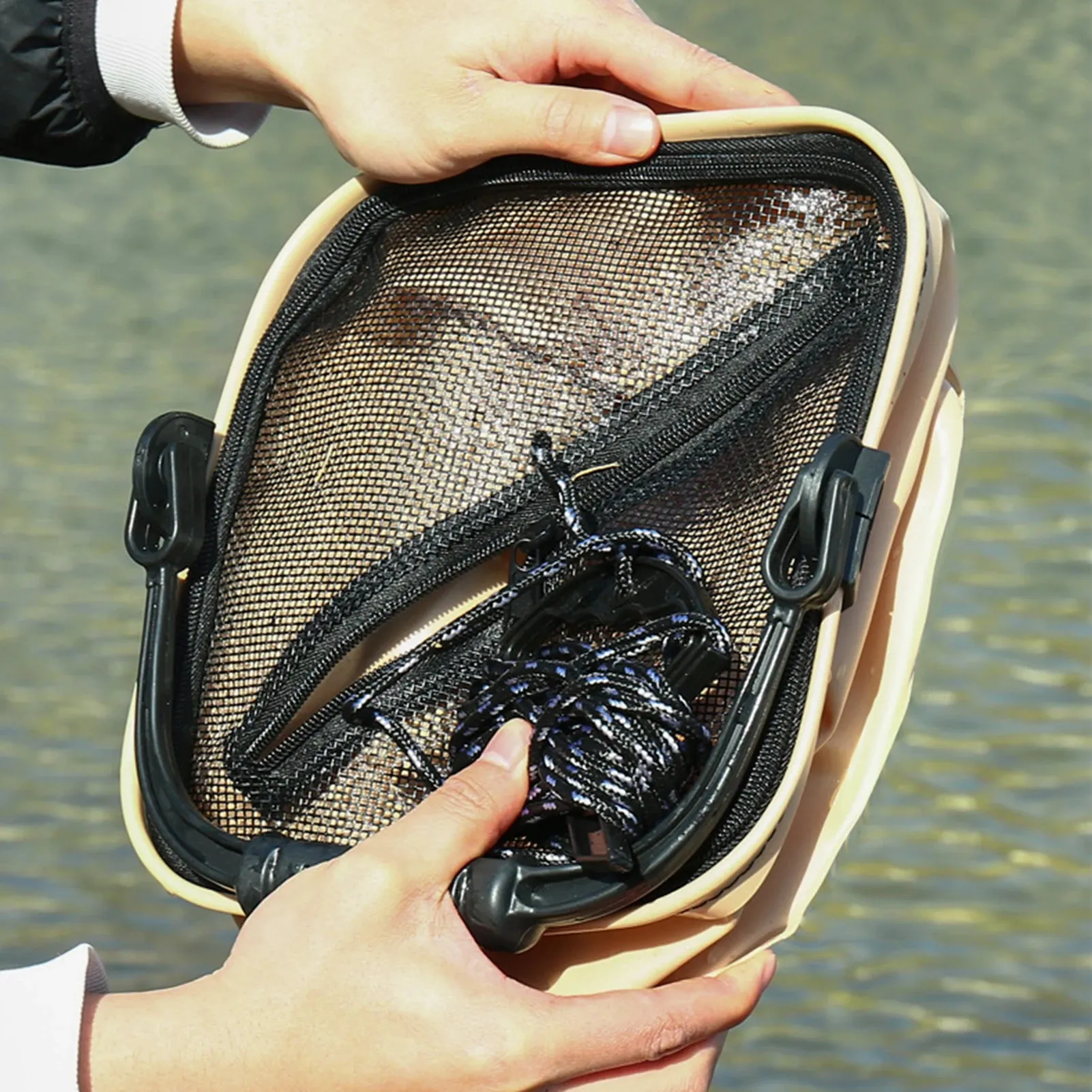Outdoor Fishing Bucket Folding Fish Bait Bucket EVA Water Tank 8L/14L Fishing Tackle Live Fish Box Portable Water Bag For Camp