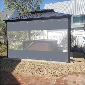 Outdoor Patio Tarpaulin Curtains Clear Pergola Side Panels Greenhouse Tarp, 0.5mm with Perforation, for Terrace, Garden, Customizable (Color : Clear, Size : 7.5x3m)