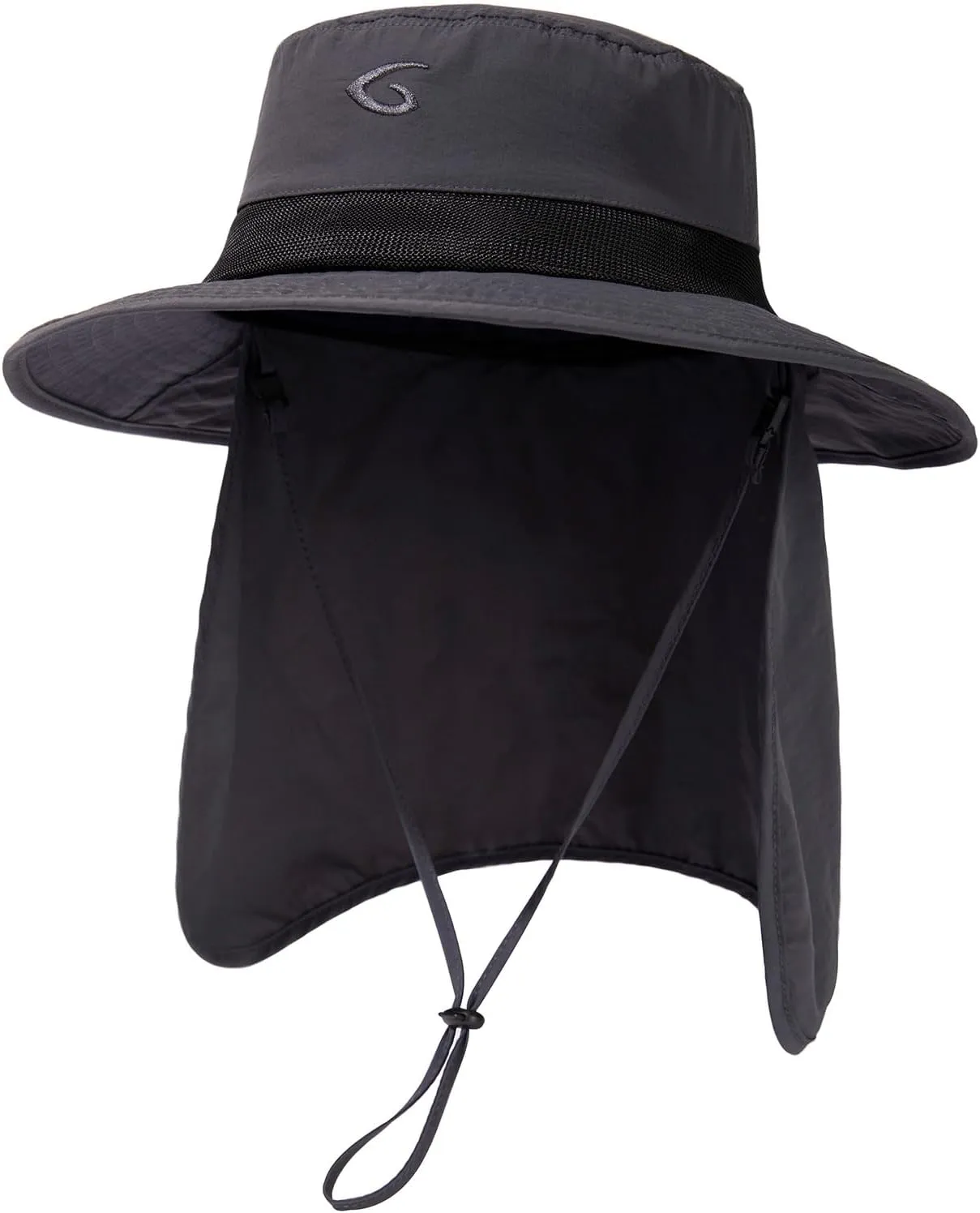 Oversized XL XXL Men's UV 50 Waterproof Packable Mesh Neck Flap Sun Fishing Hat Bucket Bonnie Hiking