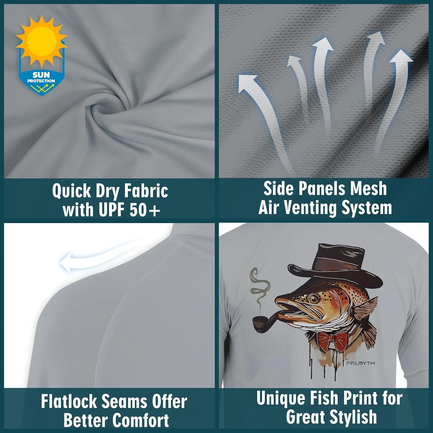 Palmyth Fishing Hoodie for Men Long Sleeve Sun Protection UV UPF 50  Shirts