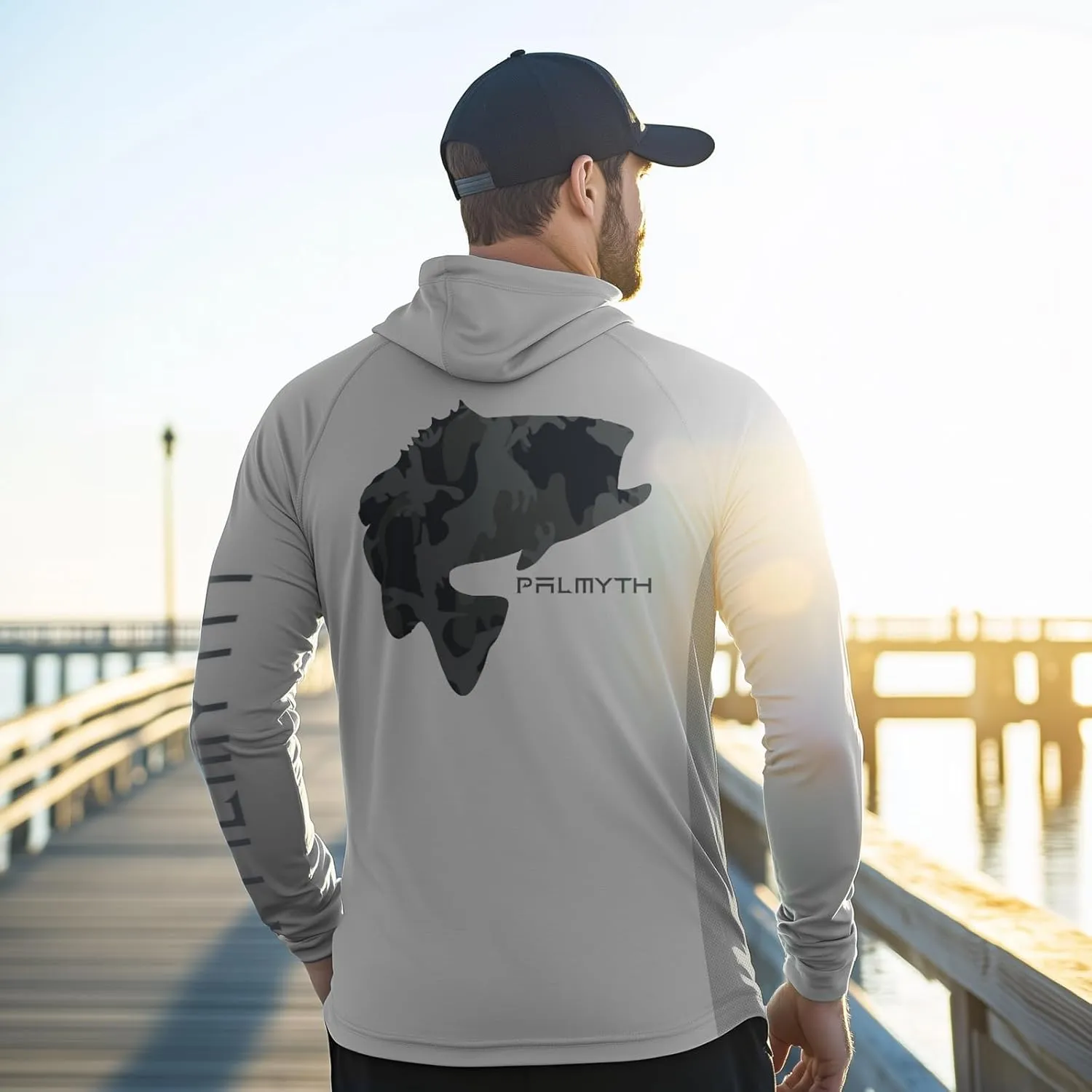 Palmyth Fishing Hoodie for Men Long Sleeve with Mask Sun Protection UV UPF 50  Shirts Neck Gaiter