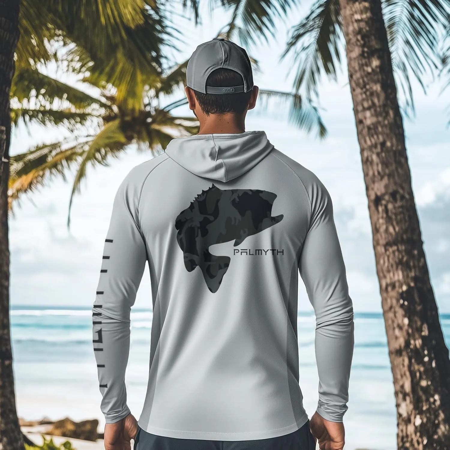 Palmyth Fishing Hoodie for Men Long Sleeve with Mask Sun Protection UV UPF 50  Shirts Neck Gaiter