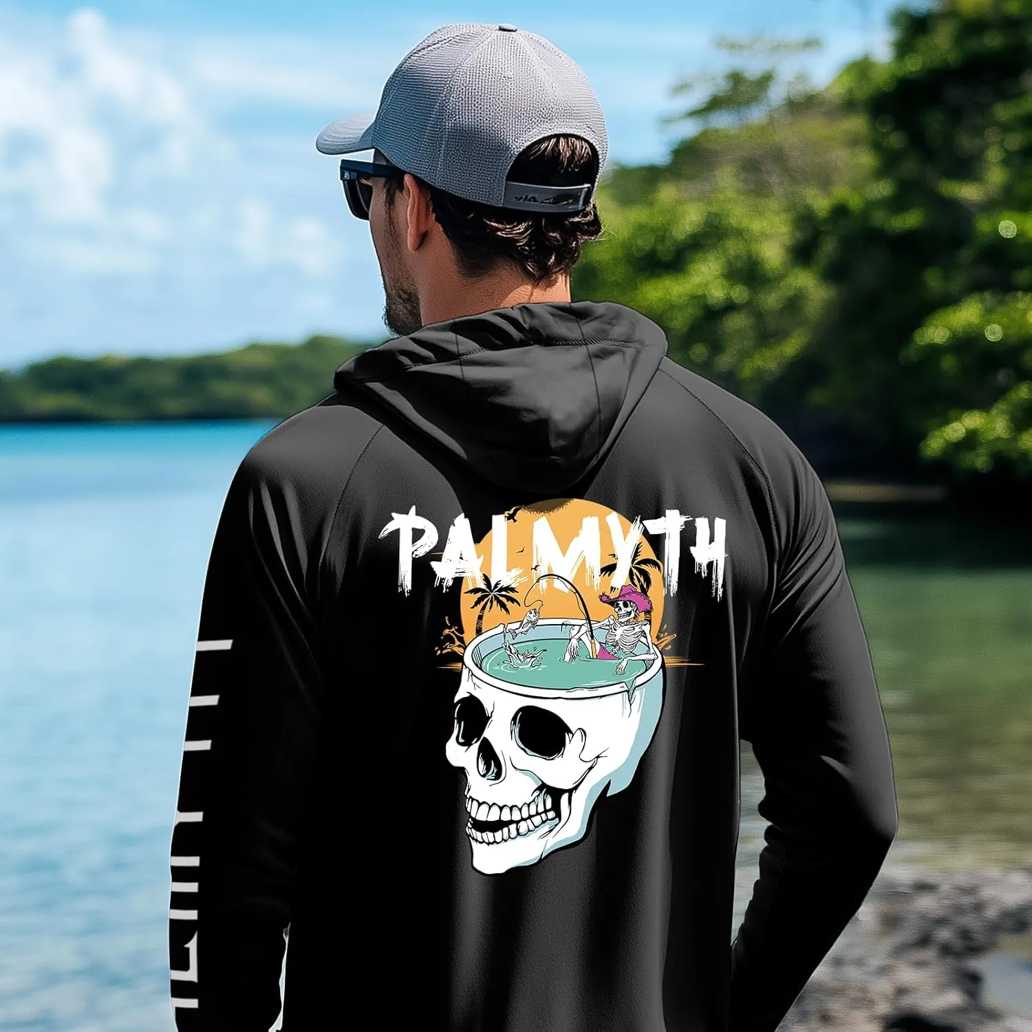 Palmyth Mens Fishing Shirts UV Sun Protection Vented Hoodie Long Sleeve with UPF 50  Neck Gaiter