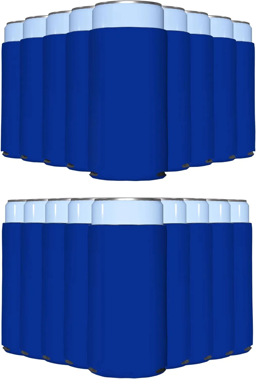 PartyPrints 25 Pack Royal Blue Blank Slim Can Cooler Sleeves | Plain Seltzer Customizable Bulk Sublimation Coolers for Beer Bottles & 12oz Tall Cans | Skinny Collapsible Drink Insulated Sleeve