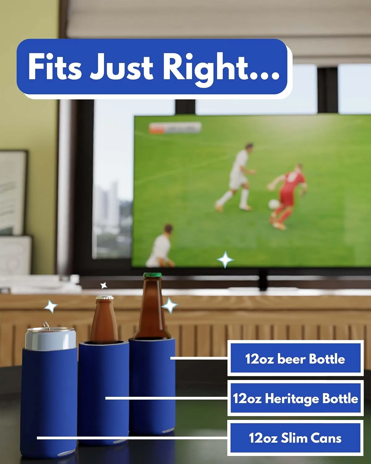 PartyPrints 25 Pack Royal Blue Blank Slim Can Cooler Sleeves | Plain Seltzer Customizable Bulk Sublimation Coolers for Beer Bottles & 12oz Tall Cans | Skinny Collapsible Drink Insulated Sleeve