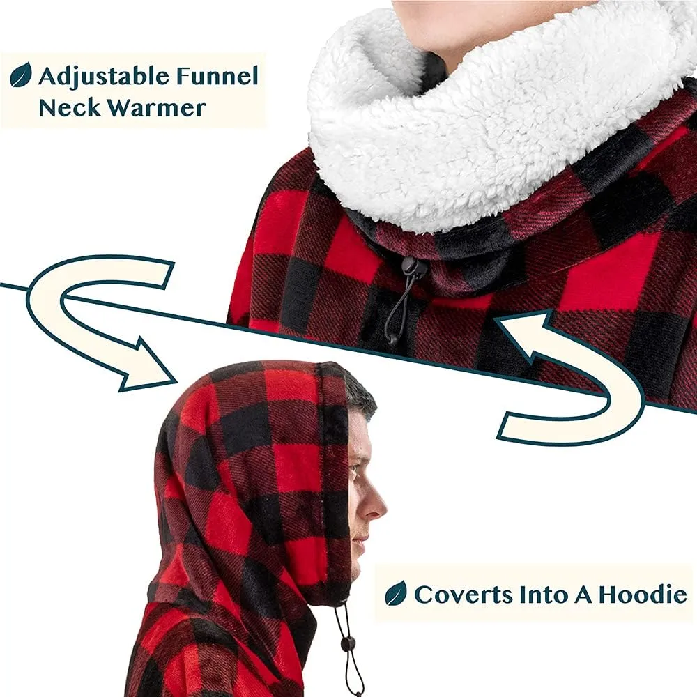PAVILIA Wearable Blanket Poncho Women Men, Oversized Hoodie Sweatshirt Sweater Neck Warmer, Fleece Soft Hug Sleep Pod Adult