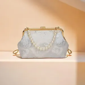Pearl Chain Handbag Handmade Embroidered Jacquard Lady Shoulder Crossbody Bag