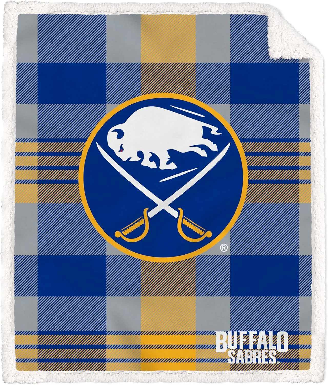 Pegasus Sports Officially Licensed NHL Plaid Steel Royal Plush Sherpa Blanket