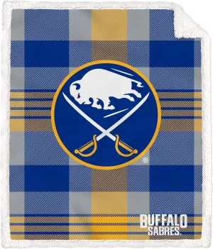 Pegasus Sports Officially Licensed NHL Plaid Steel Royal Plush Sherpa Blanket