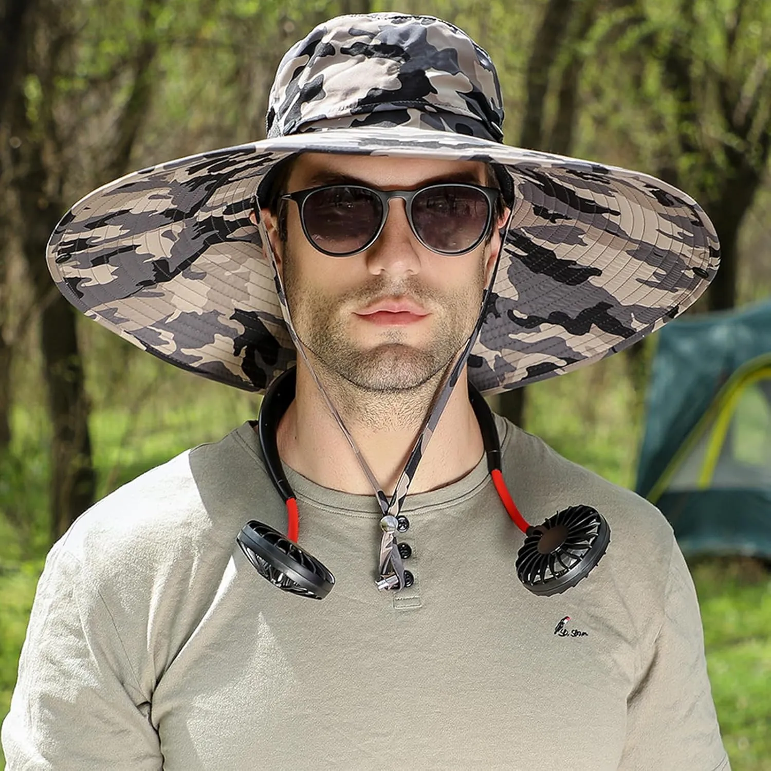 Peicees Men Wide Brim Sun Hats UPF50  Waterproof Breathable Bucket Hat with Removable Top for Fishing Hiking Camping Hunting