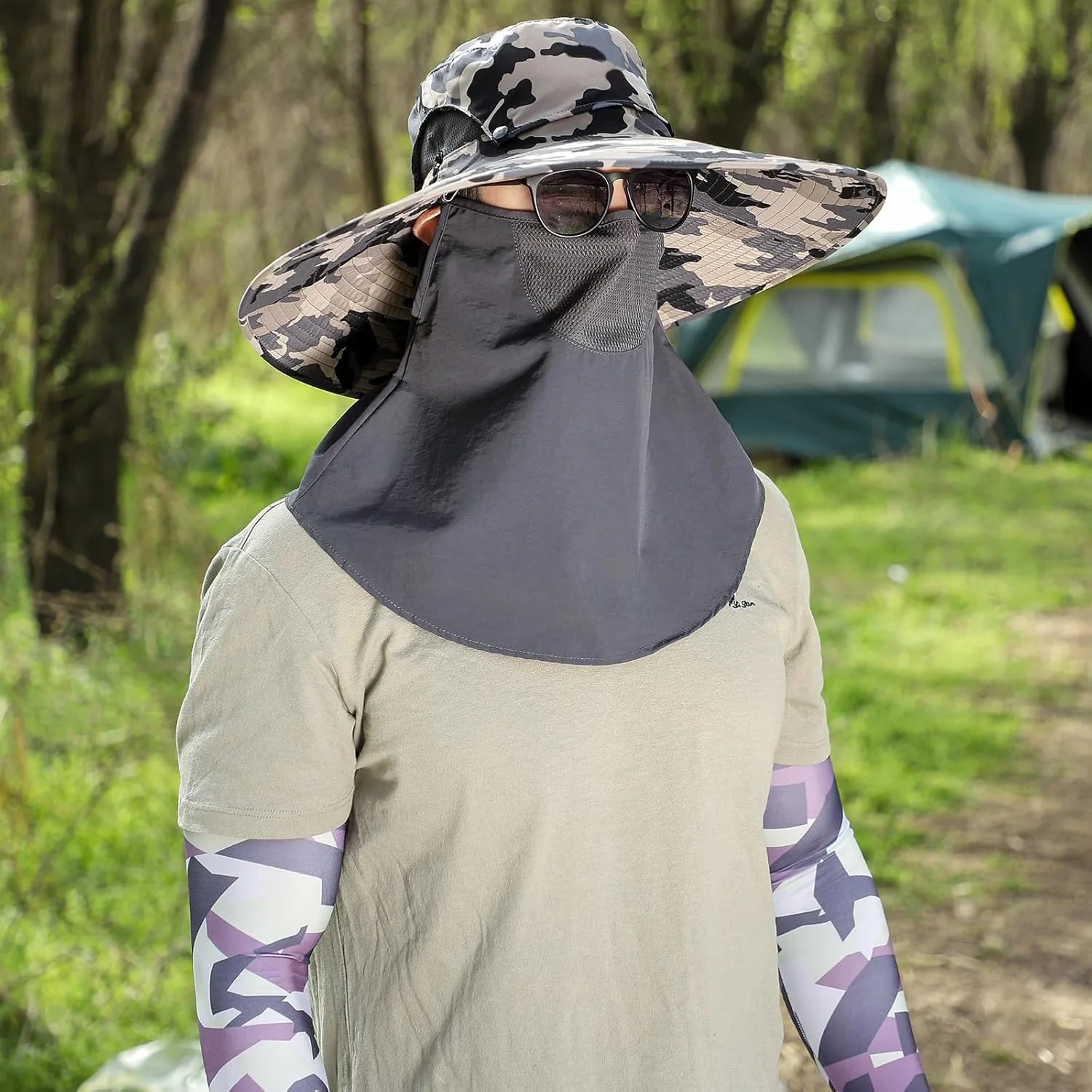 Peicees Men Wide Brim Sun Hats UPF50  Waterproof Breathable Bucket Hat with Removable Top for Fishing Hiking Camping Hunting