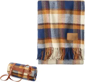 PENDLETON Wool Blanket - Camping Blanket with Leather Strap Carrier - Plaid, Soft, Virgin Wool, Backpacking Blanket for Warmth and Comfort, Outdoor Adventures, Travel, Picnics, and Cozy Home Comfort