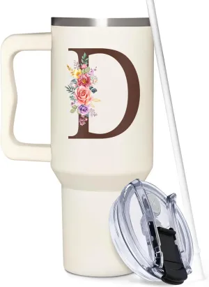Personalized Gifts For Women - Personalized Gifts For Birthday, Christmas - Monogrammed Gifts Customized Gifts For Woman, Mom, Wife, Best Friend, Sister, Coworkers - Custom Tumbler With Handle 40oz