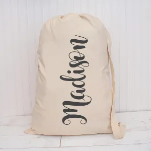 Personalized Laundry Bag Duffle Bag Large Spacious 22”X28” Drawstring 100% Sturdy Cotton Canvas with Strap for College Students Dorm Room Clothes Hamper Storage Washer | Personalized w/Pressed Vinyl