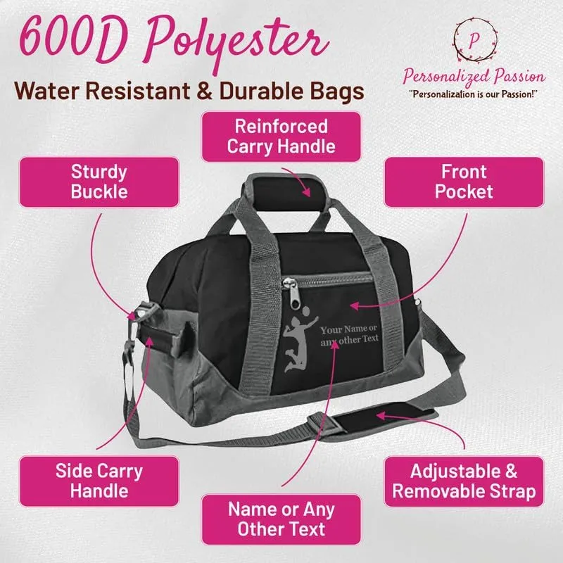 Personalized Passion Small Sports Duffel Bags for Kids - 14” Waterproof Travel Duffle with Embroidered Name & Hockey Design - Purple Two-Toned Kids Weekender Bag for Boys and Girls