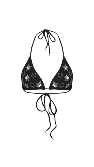 PHOENIX SPARKLE STAR BIKINI BRA - BLACK SILVER
