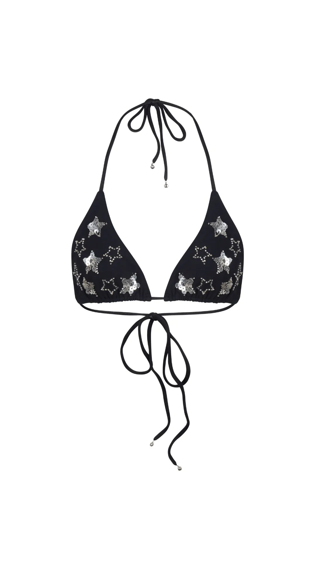 PHOENIX SPARKLE STAR BIKINI BRA - BLACK SILVER